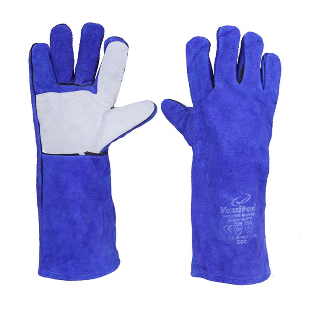 Vaultex BCG Double Palm Welding gloves with piping, Blue Colour, 12Pair/Pack 2