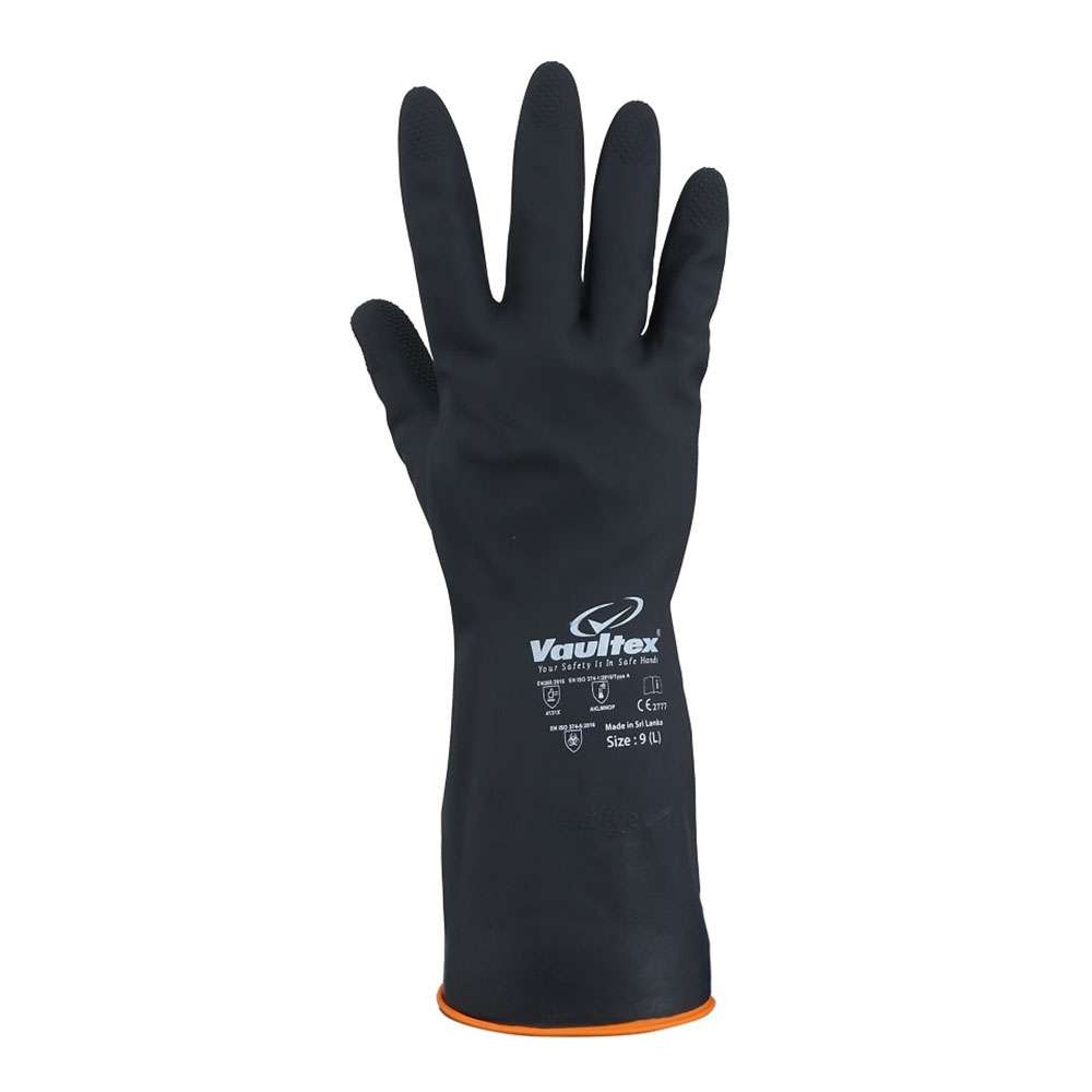 Vaultex BER latex Rubber gloves Color Black, Size XL, 80gm/Pair, 1Pair/Pack 0