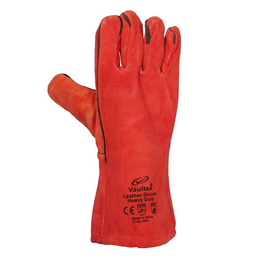 Vaultex NAI Welding gloves 14 inch with piping, Red Colour, 12Pair/Pack 0