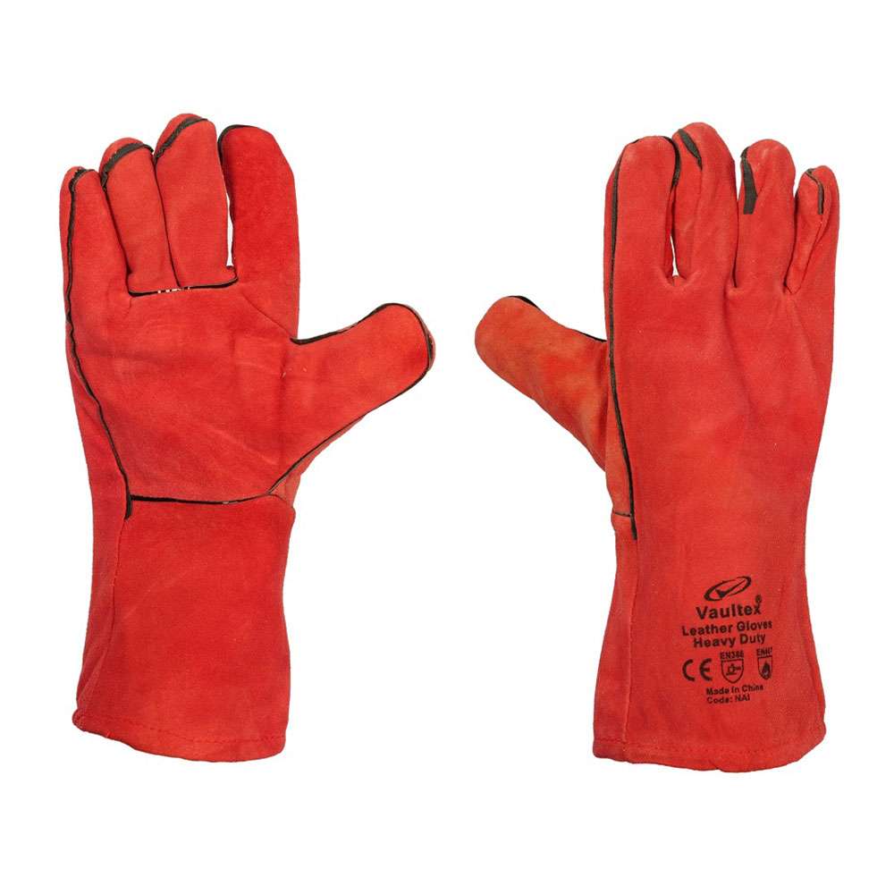 Vaultex NAI Welding gloves 14 inch with piping, Red Colour, 12Pair/Pack 2