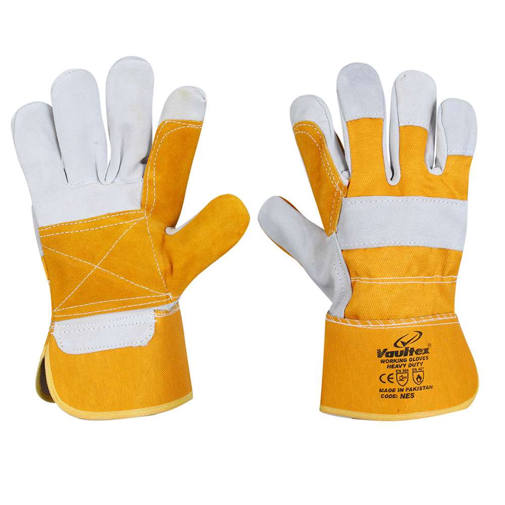 Vaultex NES Double Palm leather Yellow & Grey, 12Pair/Pack 2
