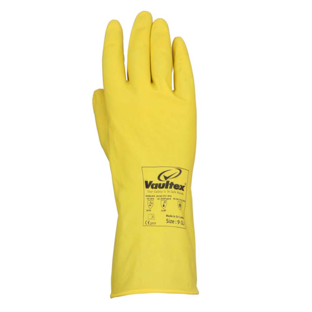 Vaultex PHO Latex Rubber gloves Length 33CM Color Yellow, 1Pair/Pack 0