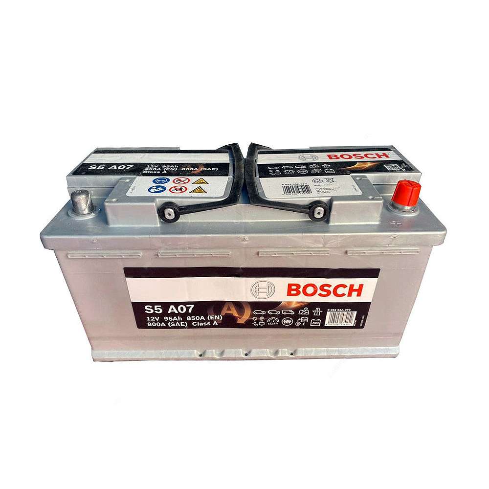 بطارية بدء التشغيل من (Bosch) استطاعة تدوير (850A) و بأمبير ساعي (95AH) قياس (12V) موديل (AGM S5A - BSB0092S5A070)  0