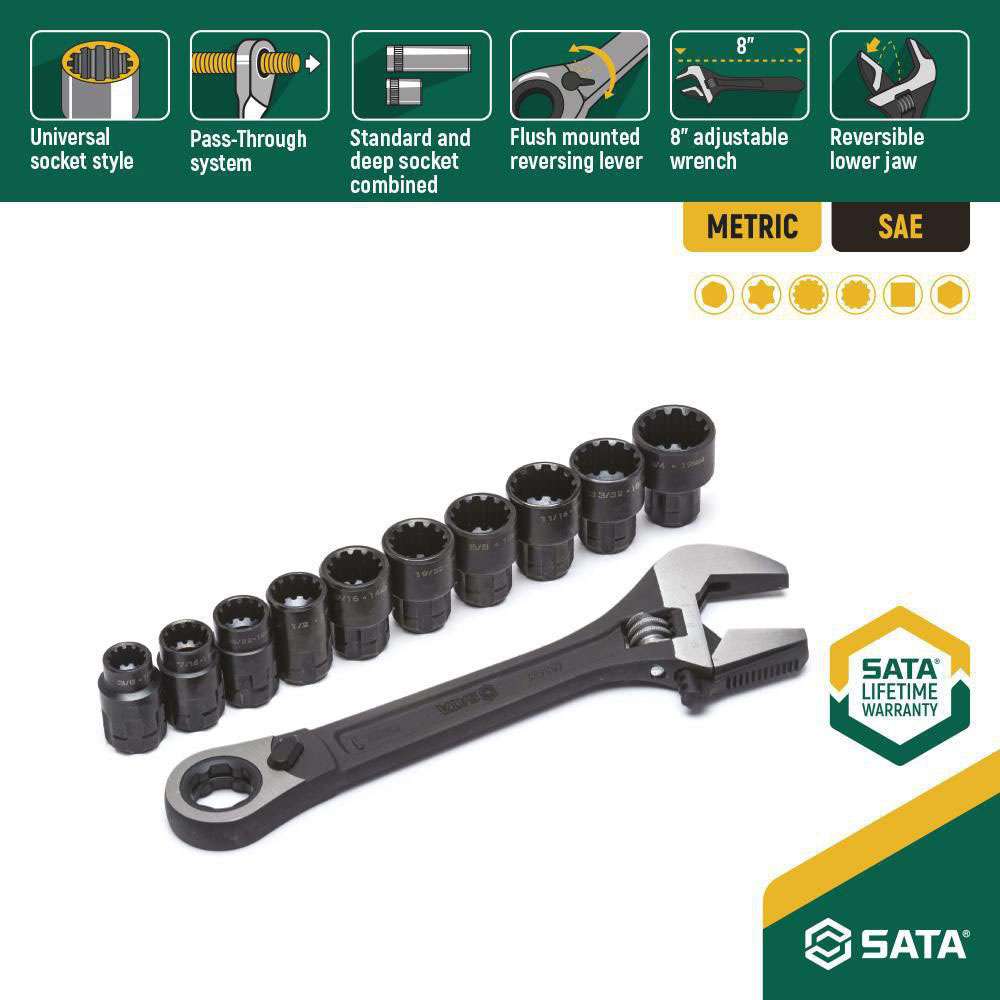 SATA ST09000 11-Piece X6 Pass Thru Adjustable Wrench Set 6