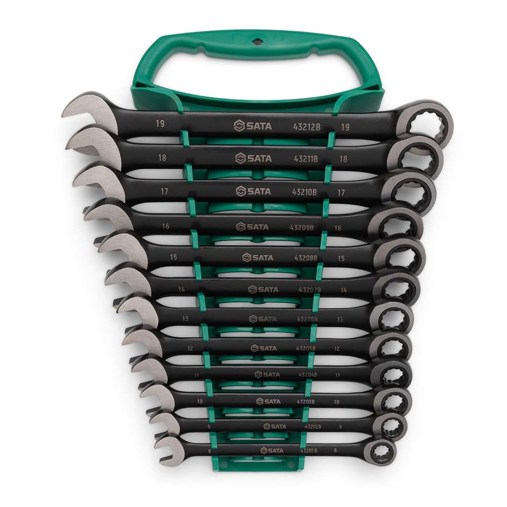 SATA ST08032 12-Piece Metric Combination Ratcheting Wrench Set - Black Edition 0