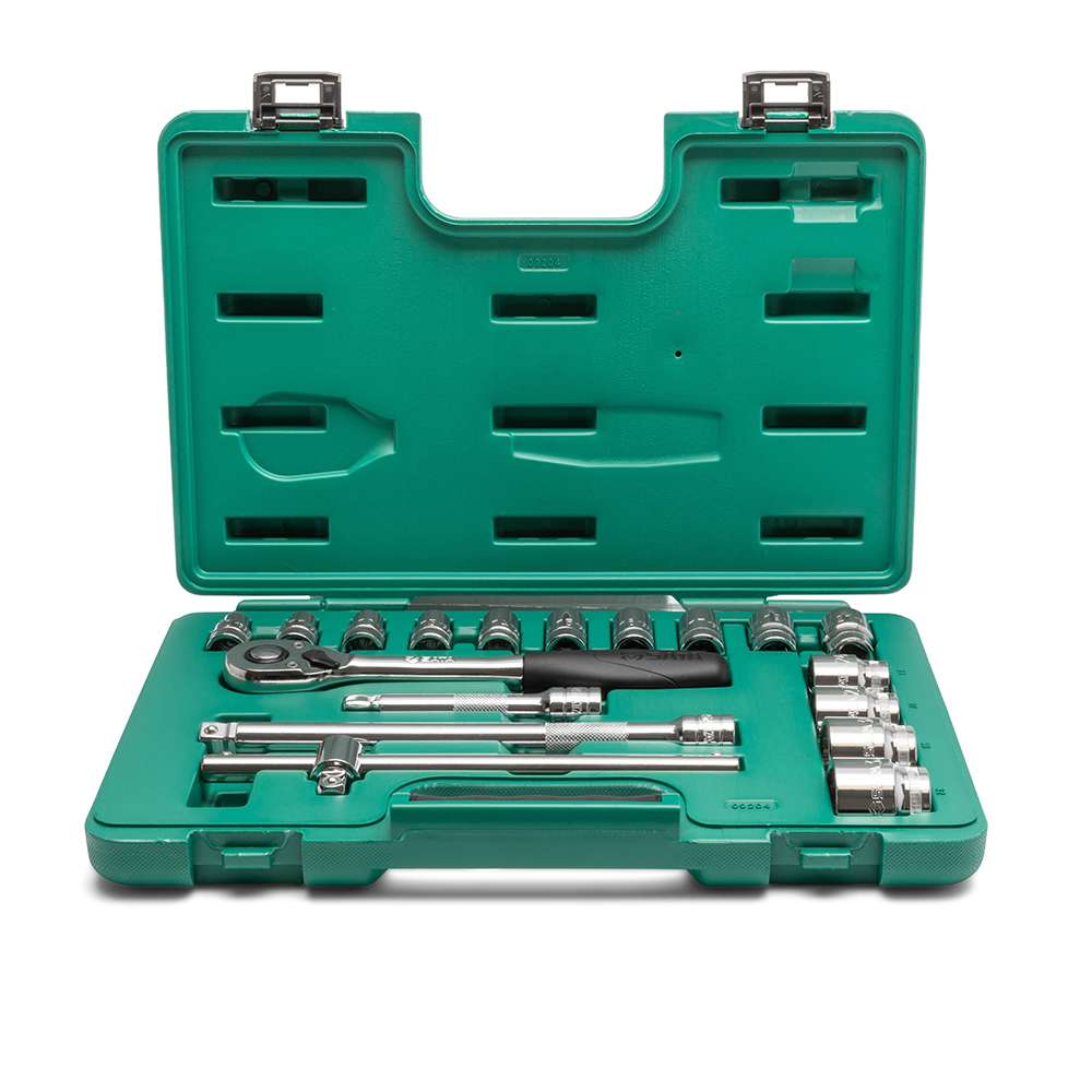 مجموعة مقابس مترية اثنا عشرية من ساتا قياس (1/2") مكونة من (18) قطعة موديل (ST09204SJ) 2