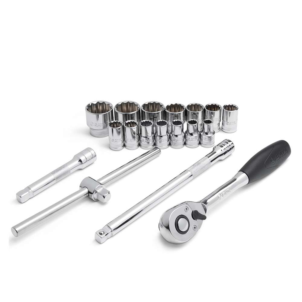 مجموعة مقابس مترية اثنا عشرية من ساتا قياس (1/2") مكونة من (18) قطعة موديل (ST09204SJ) 3