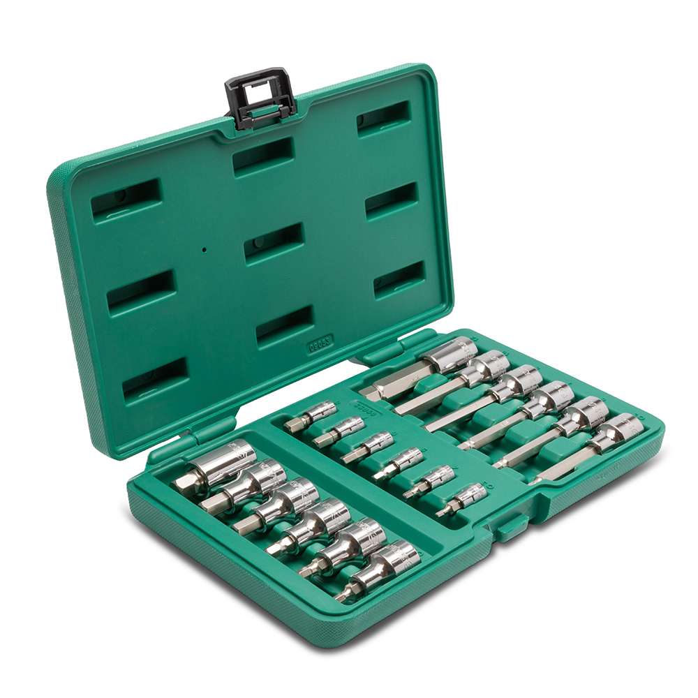 مجموعة مقابس سداسيّة من ساتا قياس (1/4") و (1/2")  مكونة من (18) قطعة موديل (ST09053SJ) 0
