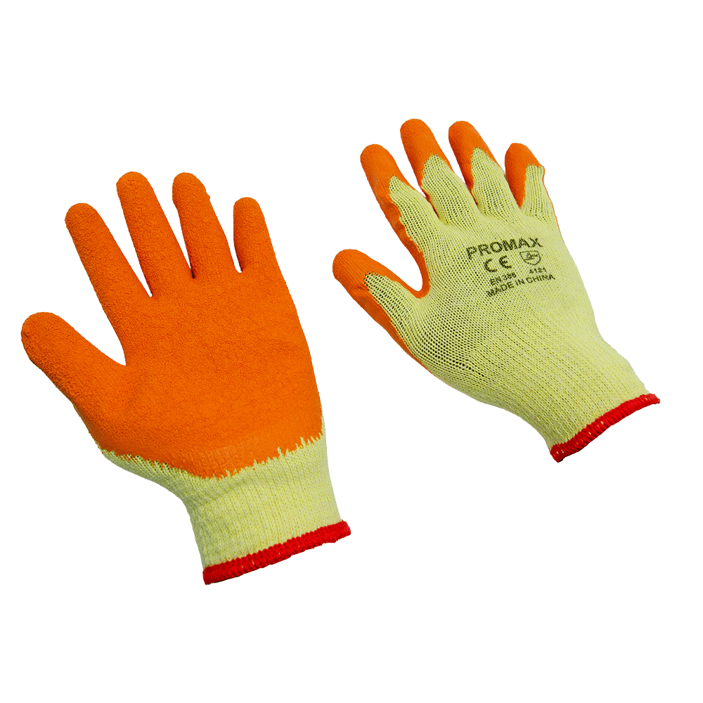 Latex Coated Hand Gloves - Orange (Per Dozen) 0