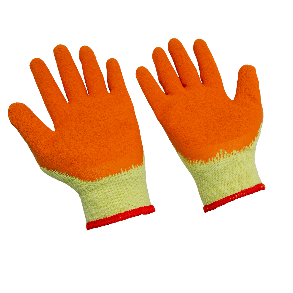 Latex Coated Hand Gloves - Orange (Per Pair) 1