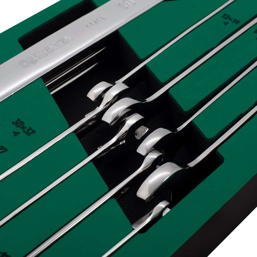 SATA GL09904 10-Piece Metric Open End and Combination Ratcheting Wrench Tray Set 2
