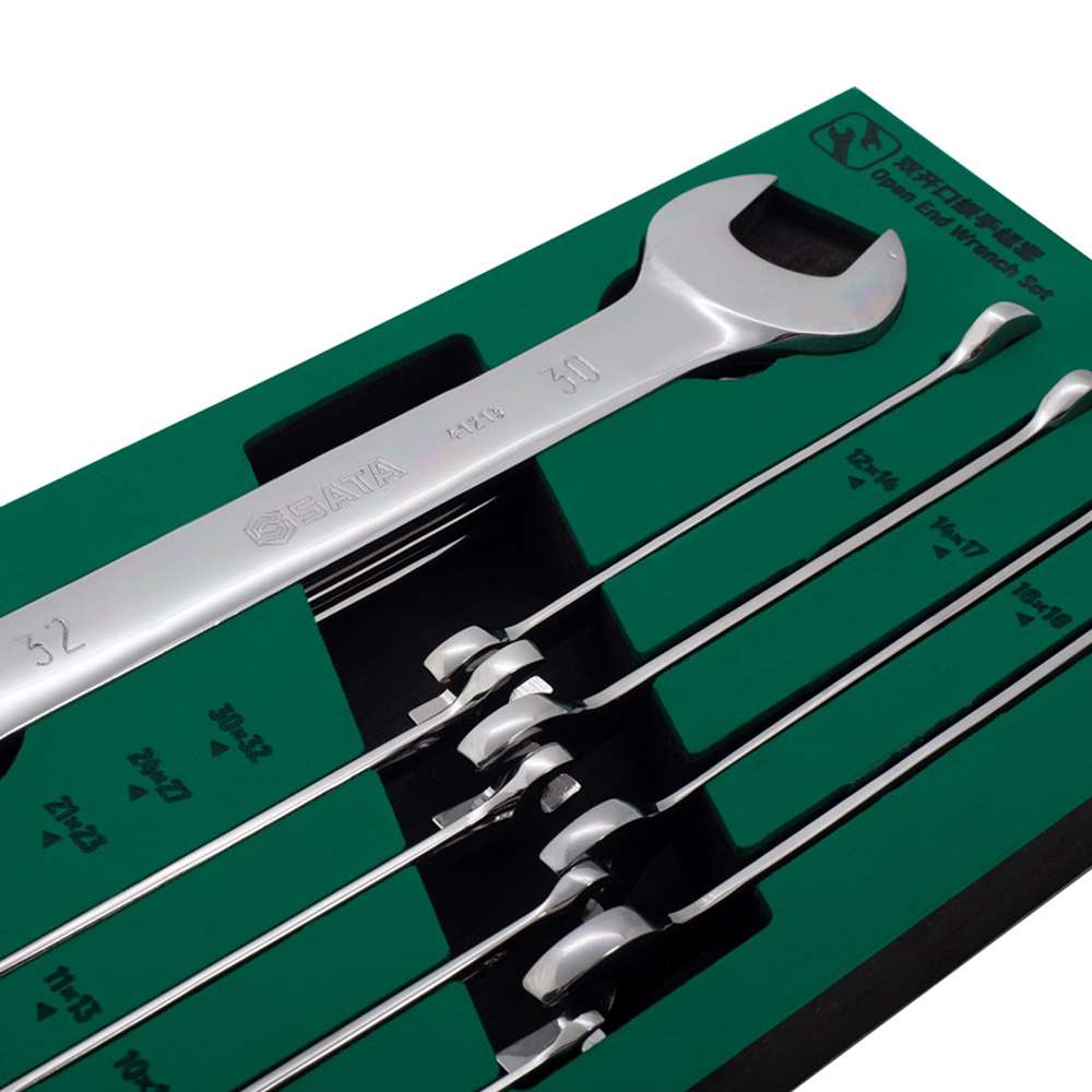 SATA GL09904 10-Piece Metric Open End and Combination Ratcheting Wrench Tray Set 3
