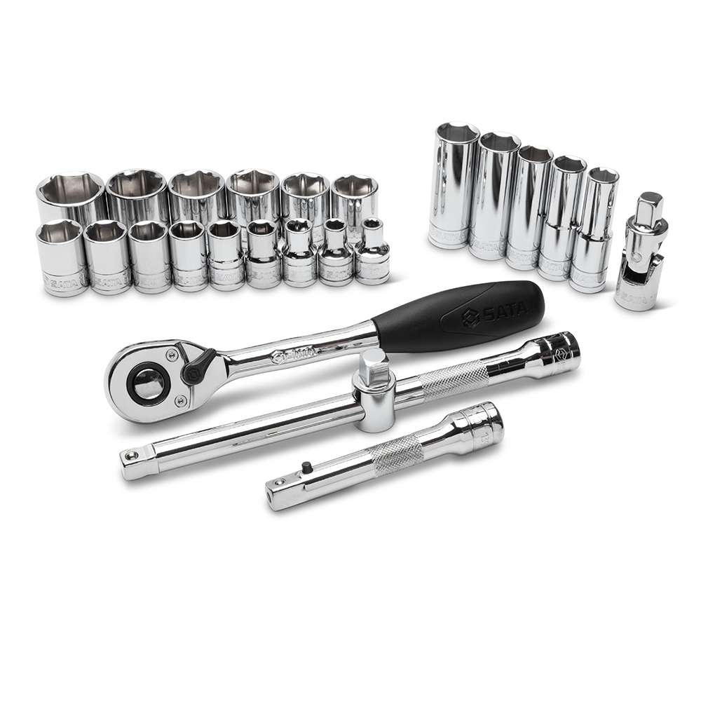 SATA ST09528 25-Piece 1/2" Drive 6 Point SAE Socket Tray Set 3