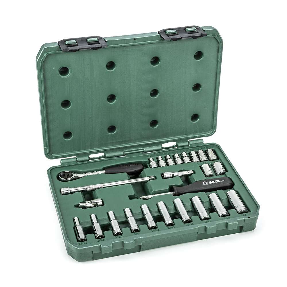 مجموعة مقابس ساتا قياس (1/4") من النوع (SAE) مكون من (25) قطعة موديل (ST09098SJ) 0