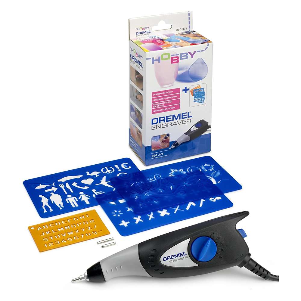 Bosch Dremel 290 Engraving Pen Tool with 3 Tips and Craft Stencils Included 2