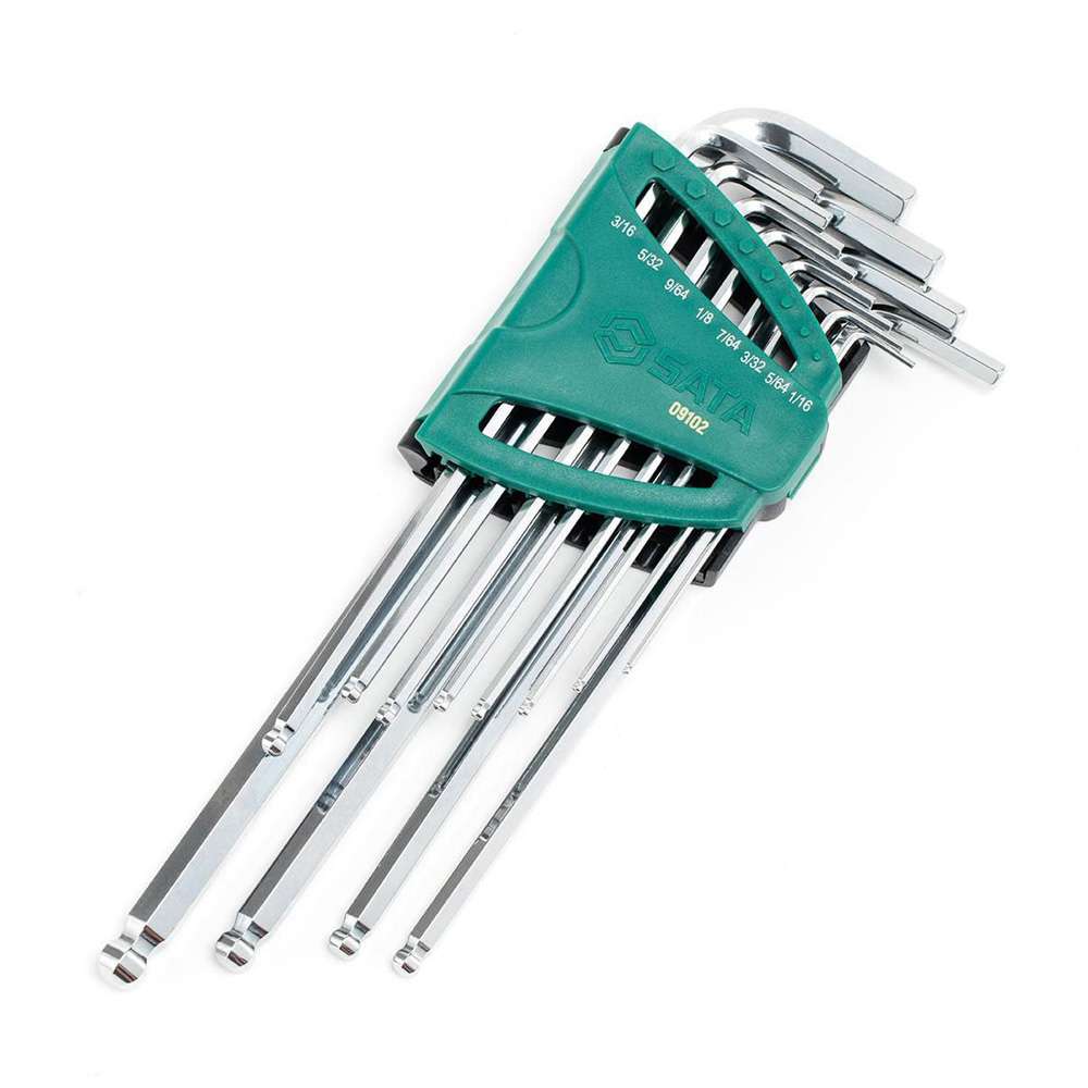 SATA GL09102 12-Piece SAE Extra Long Ball Point Hex Key Set