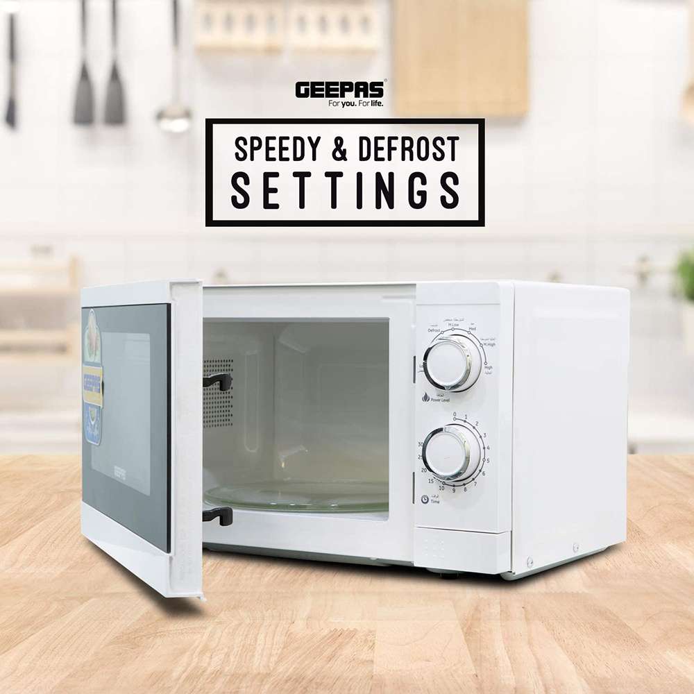 Geepas 20L Microwave Oven with 6 Stage Level Selector Defrost & Speedy Settings1200W 2