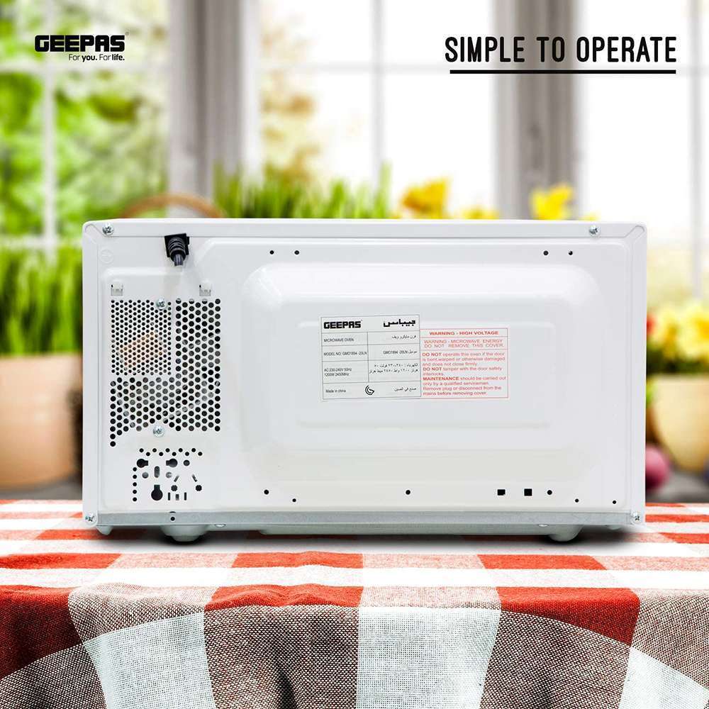 Geepas 20L Microwave Oven with 6 Stage Level Selector Defrost & Speedy Settings1200W 5