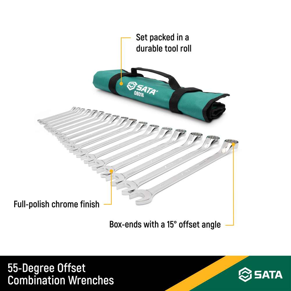 SATA GL08018 17-Piece Metric Offset Combination Wrench Set 4