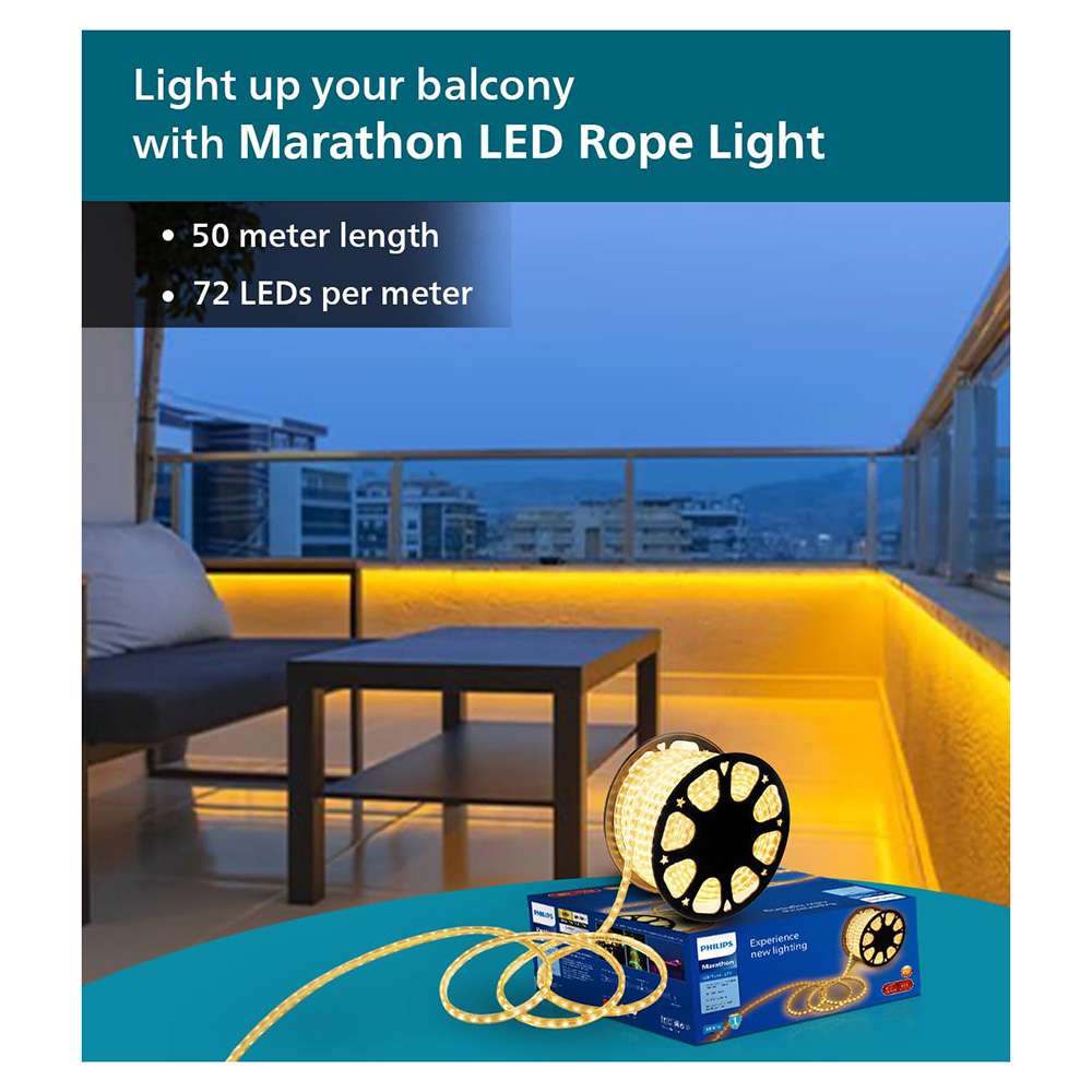 Philips Marathon Ultra Yellow Rope Light 120 LED 50m - Warm White 4