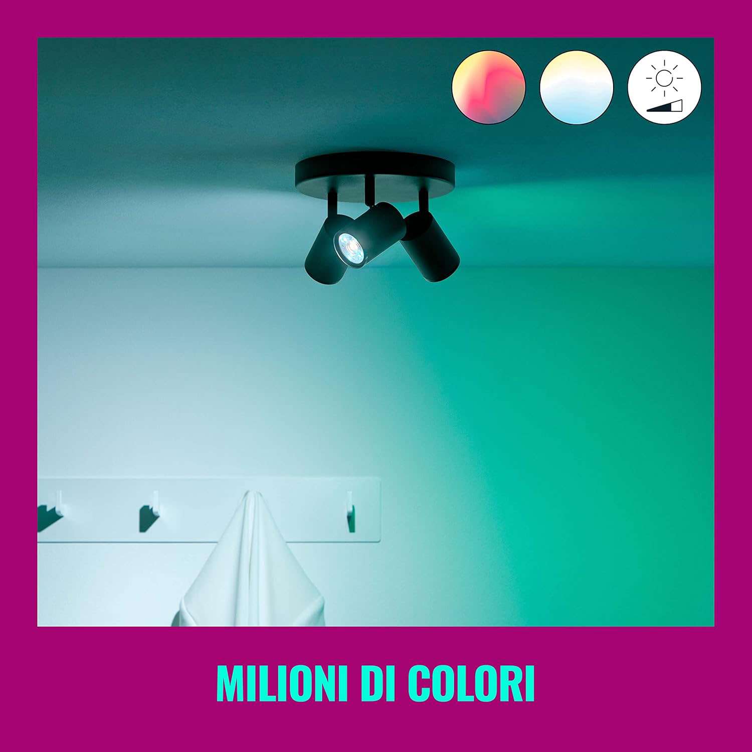 WiZ Smart Colour IMAGEO Spotlights 3x5W Black 2200-6500K RGB Round 2