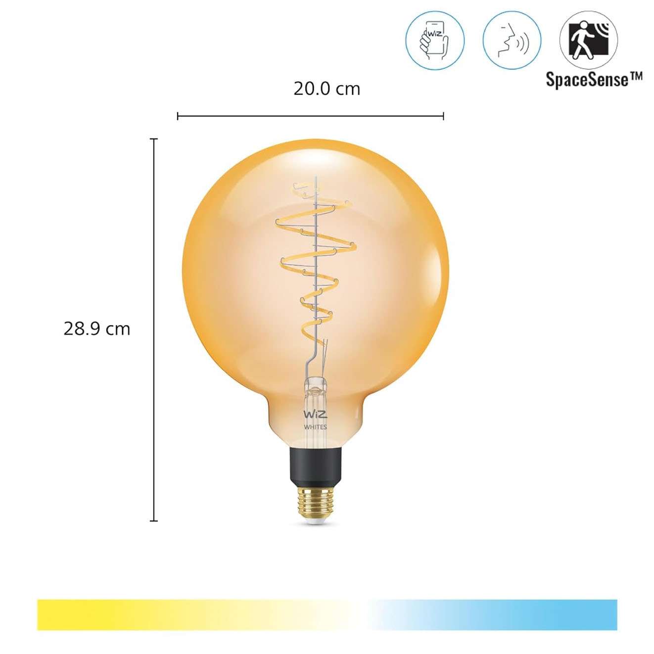 WiZ Smart Wi-Fi & BLE LED Bulb G200 E27 25W 920-5000K Amber – 2 Pack 1
