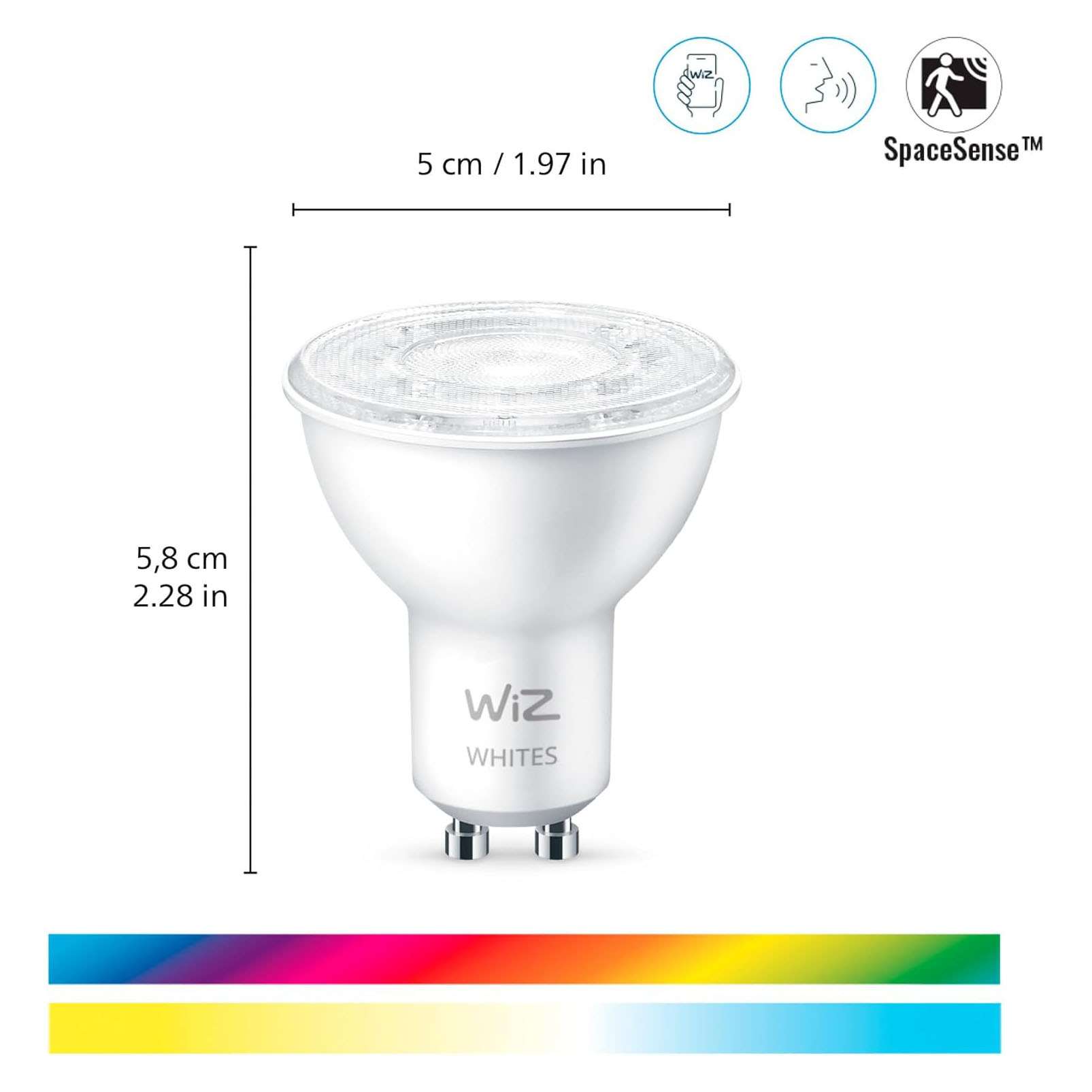 WiZ Smart Wi-Fi & BLE LED Bulb GU10 50W 922-6500K RGB Color Changing – 1 Pack 1