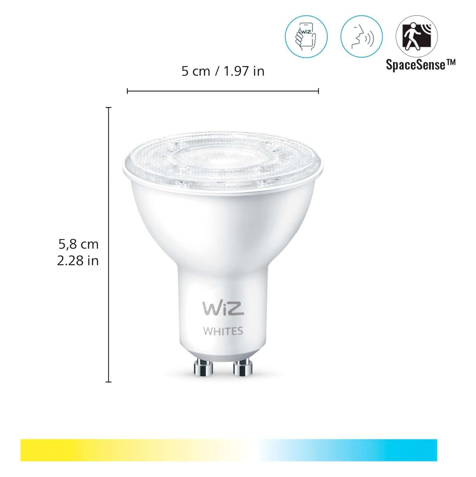 WiZ Smart Wi-Fi & BLE LED Bulb GU10 50W 927-6500K Tunable White – 1 Pack 2
