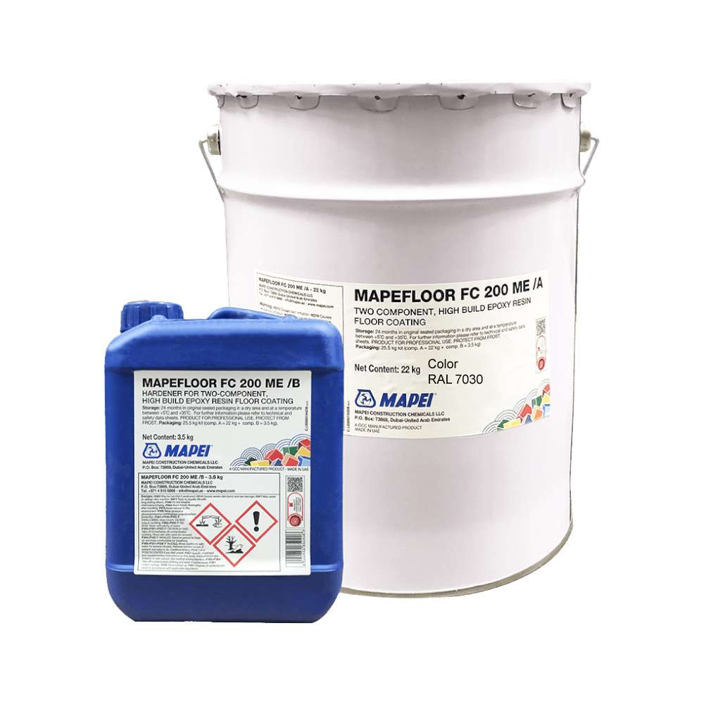 Mapei Coloured Epoxy Floor Coating, 22Kg, Suitable for Chemical-Resistant Industrial and Commercial Concrete Floors - Stone Grey