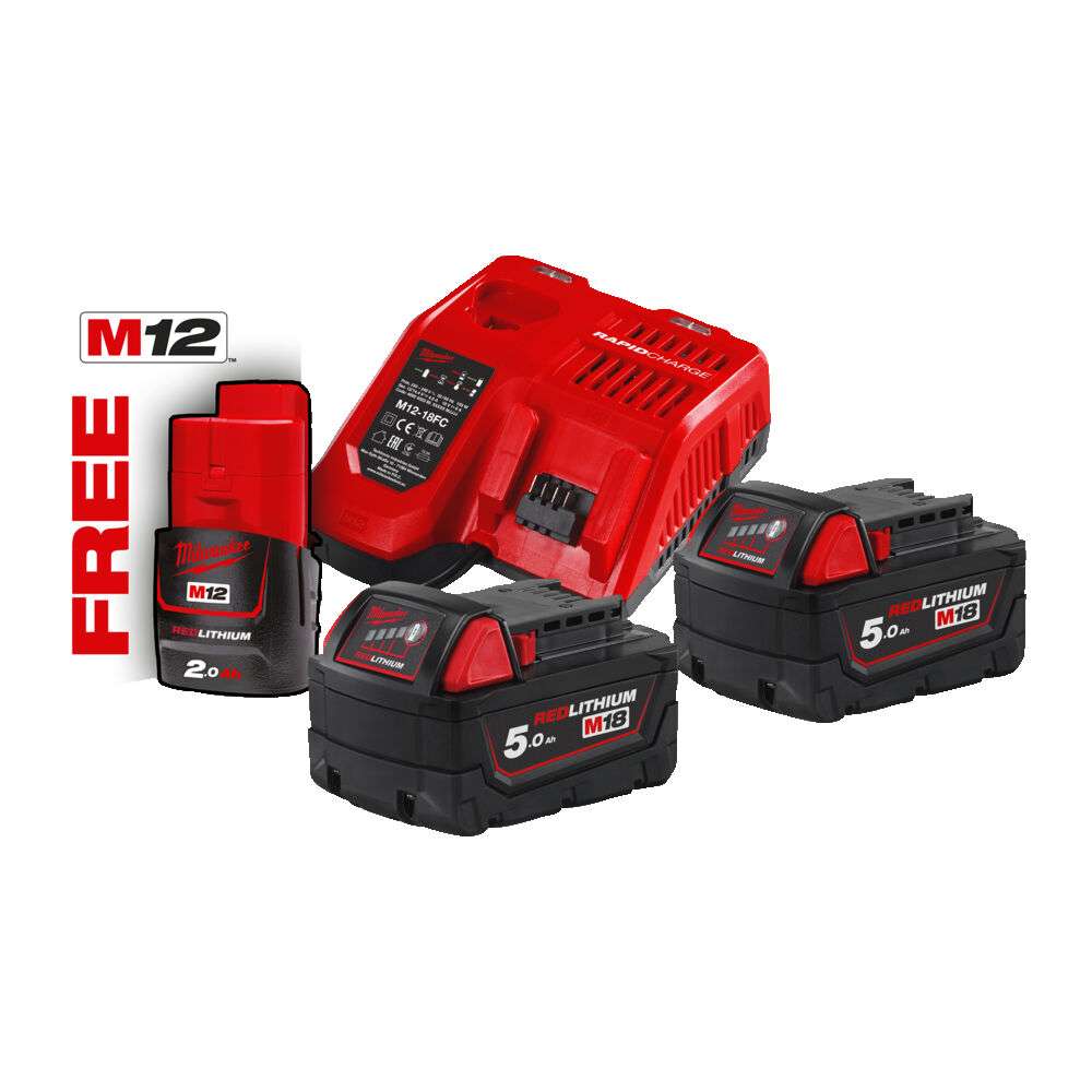 Milwaukee M18NRG-502 M18 Battery and Charger Kit 5.0Ah 4