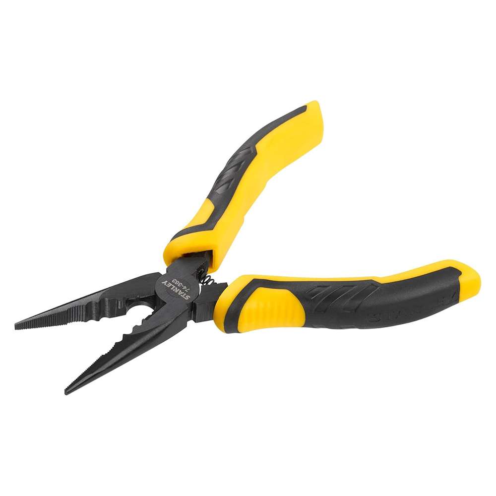 Stanley STA074363 150mm Flat Long & Snipe Nose Pliers - Yellow 0