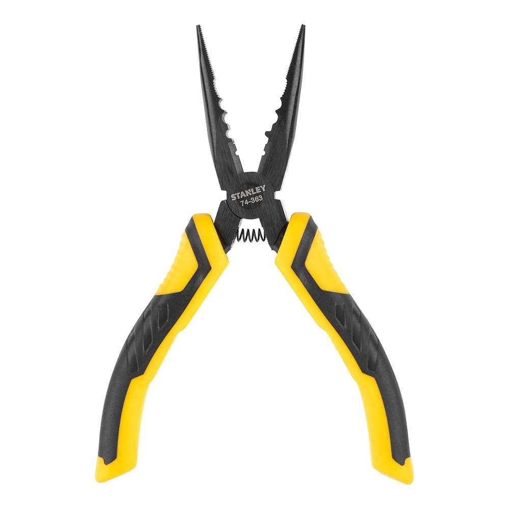 Stanley STA074363 150mm Flat Long & Snipe Nose Pliers - Yellow 1