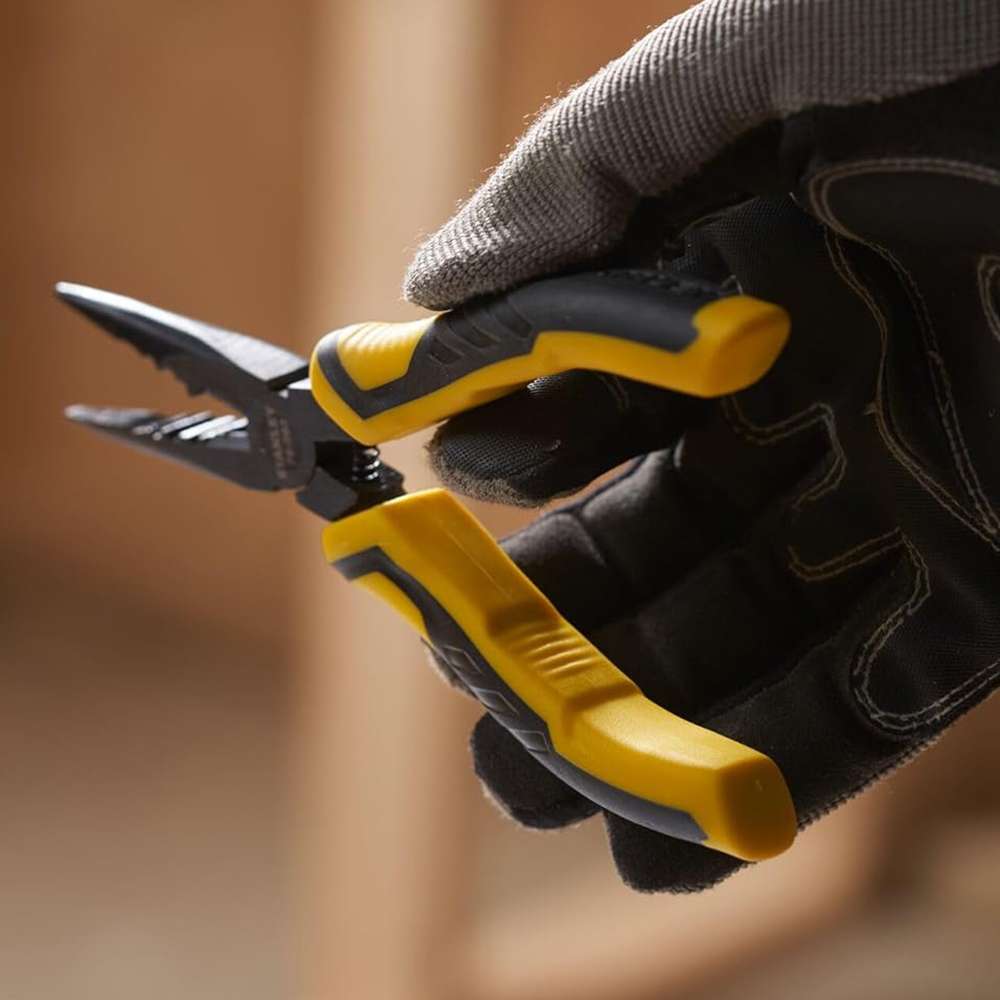 Stanley STA074363 150mm Flat Long & Snipe Nose Pliers - Yellow 4