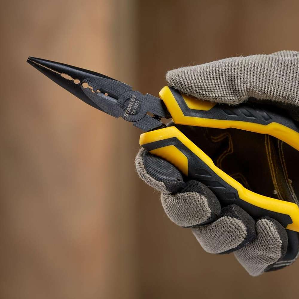 Stanley STA074363 150mm Flat Long & Snipe Nose Pliers - Yellow 7