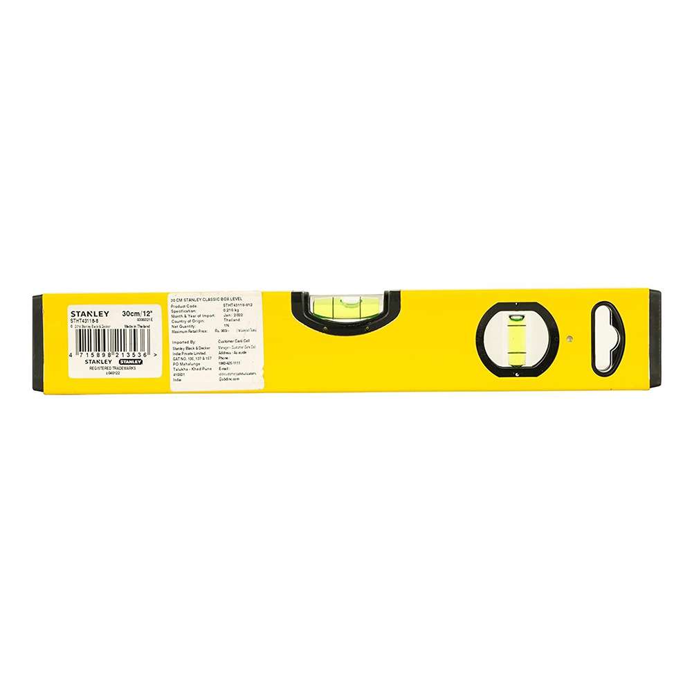 Stanley STHT43118-8 30cm Classic Box Level with Center Vial - Yellow 1