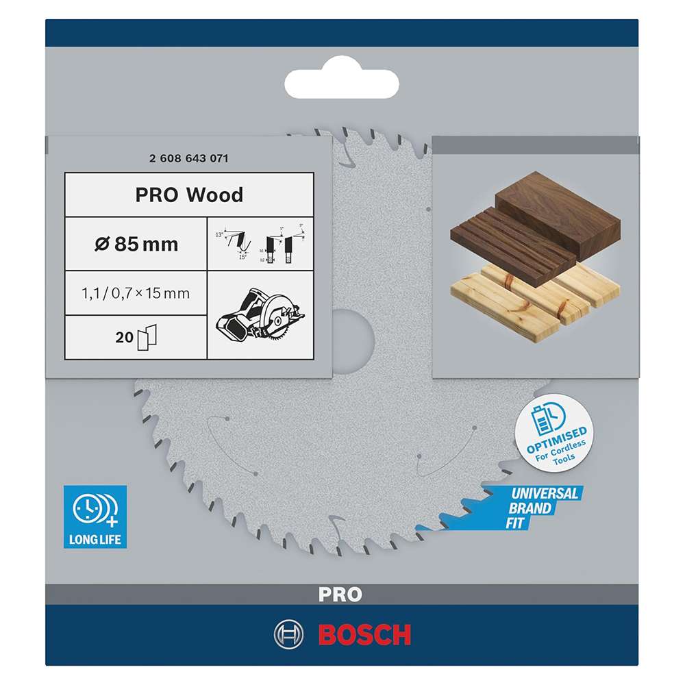 Bosch 2608643071 20 Teeth 85 x 15 x 1.1mm 1 x Wood Circular Saw Blade 5