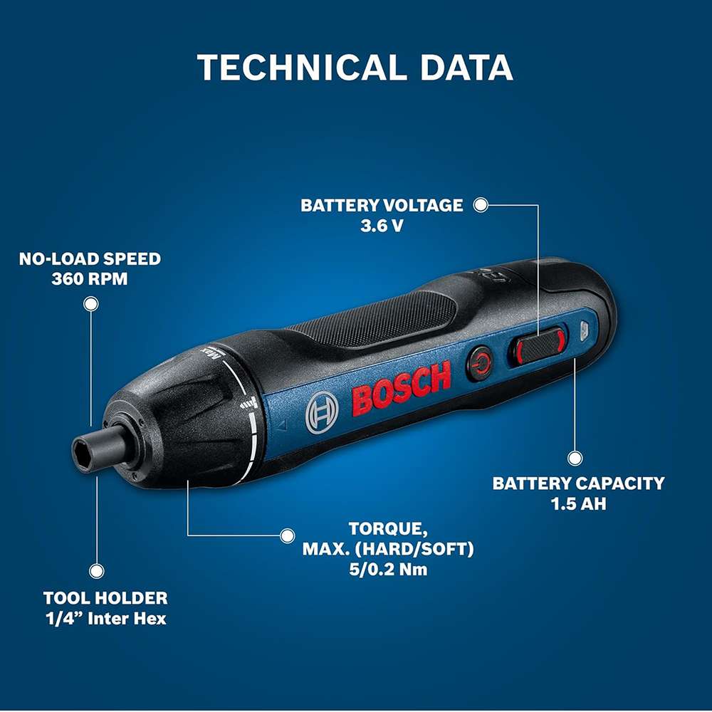 Bosch GO 2 Li-Ion Professional Kit Cordless Screwdriver with 33 Pcs Screwdriver Bit Set + Case 7