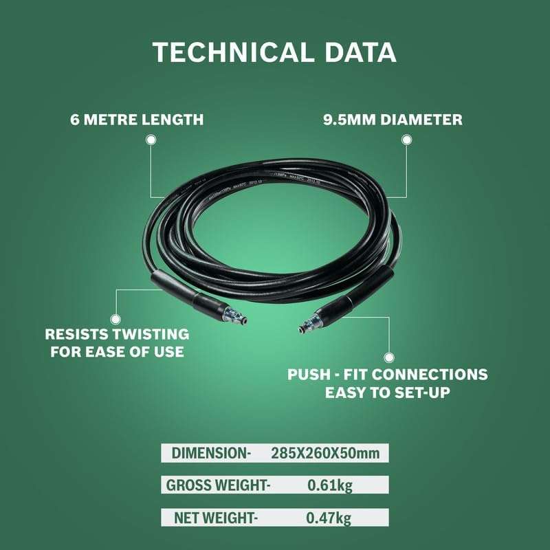 Bosch F016800360 6m High Pressure Hose for Aquatak Pressure Washers - Black 4