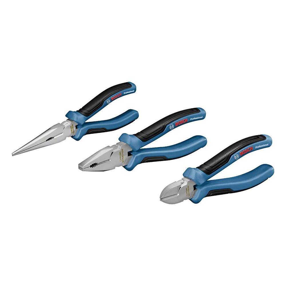 Bosch 3-Piece Pliers Set: 160/180/200mm Ergonomic Grip 0