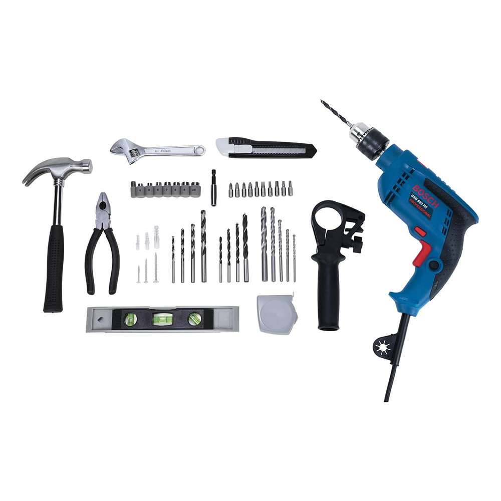 Bosch GSB 600 Professional Impact Drill 13mm with 06011A03LB 98 Pcs Drill Bit Set  0