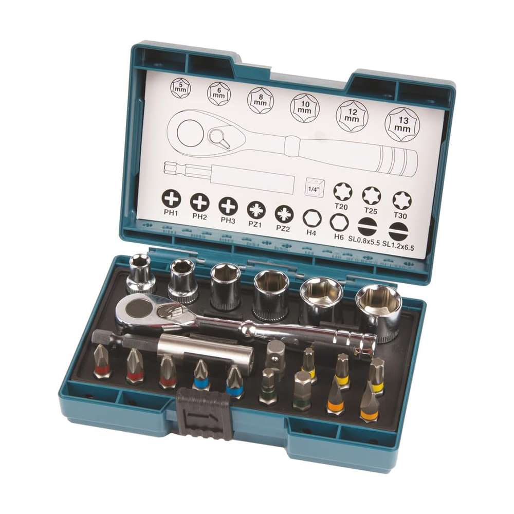 Makita B-54081 Screw Bit & Socket Set with Rachet Handle - 21 Pcs/Set 1