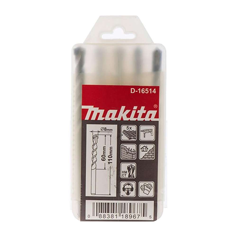 Makita D-16514 TCT 8 x 110mm Masonry Drill Bit Set - 5 Pcs/Set 1