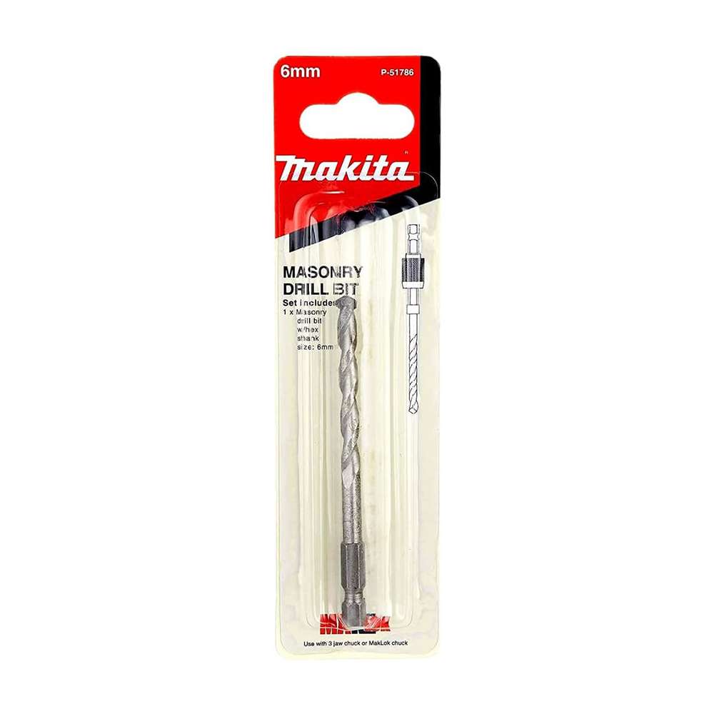 Makita P-51786 6mm 1/4" Hex Shank Masonry Drill Bit 0