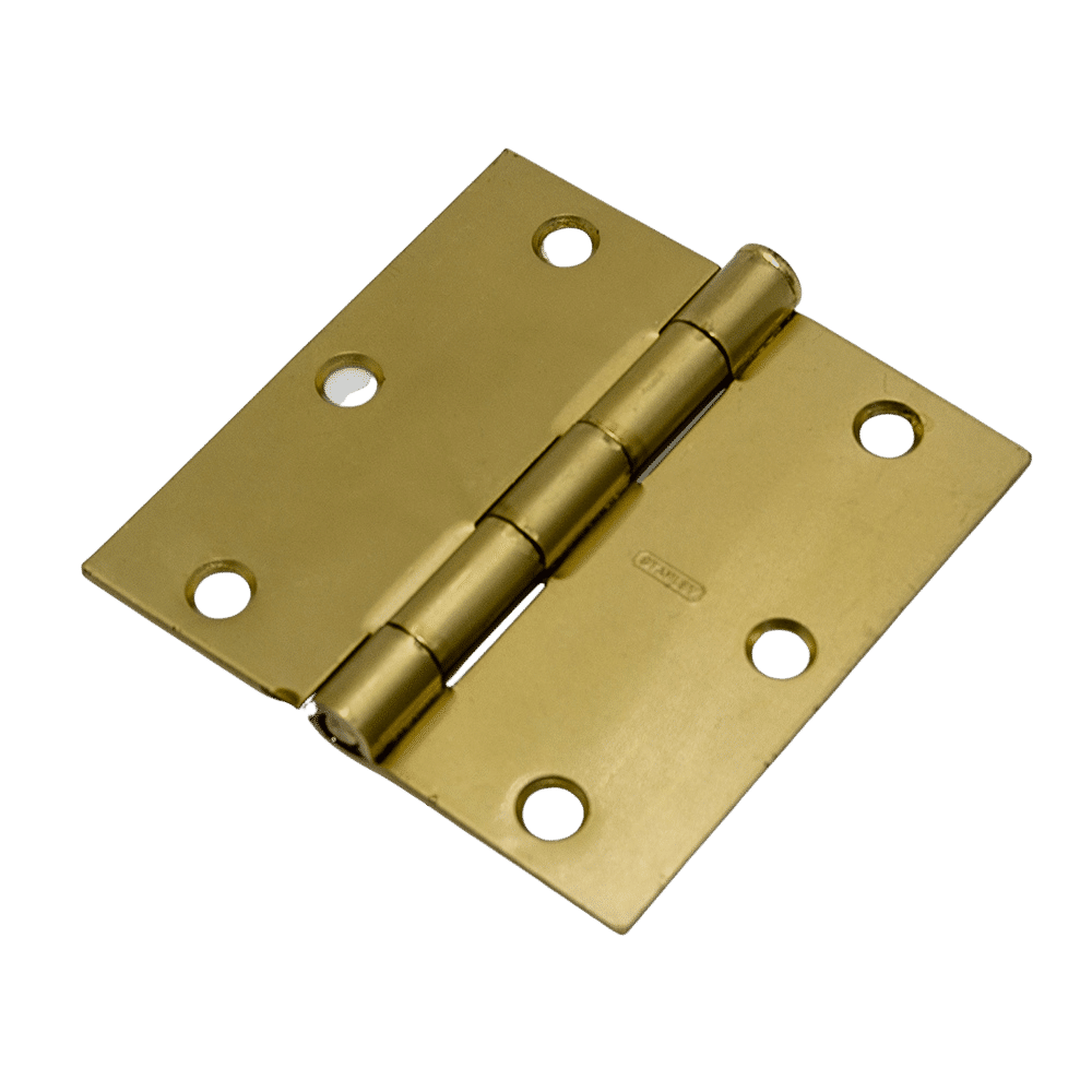 Stanley Satin Brass Door Hinge has a Square Corner Design,  0