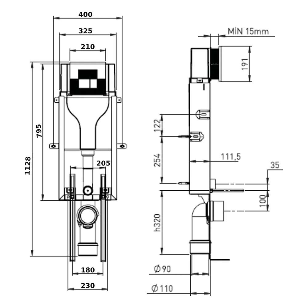 خزان مرحاض نظام تدفق مخفي أتوماتيكي من سانيكا مع لوحة من الكروم صناعة تركية 3