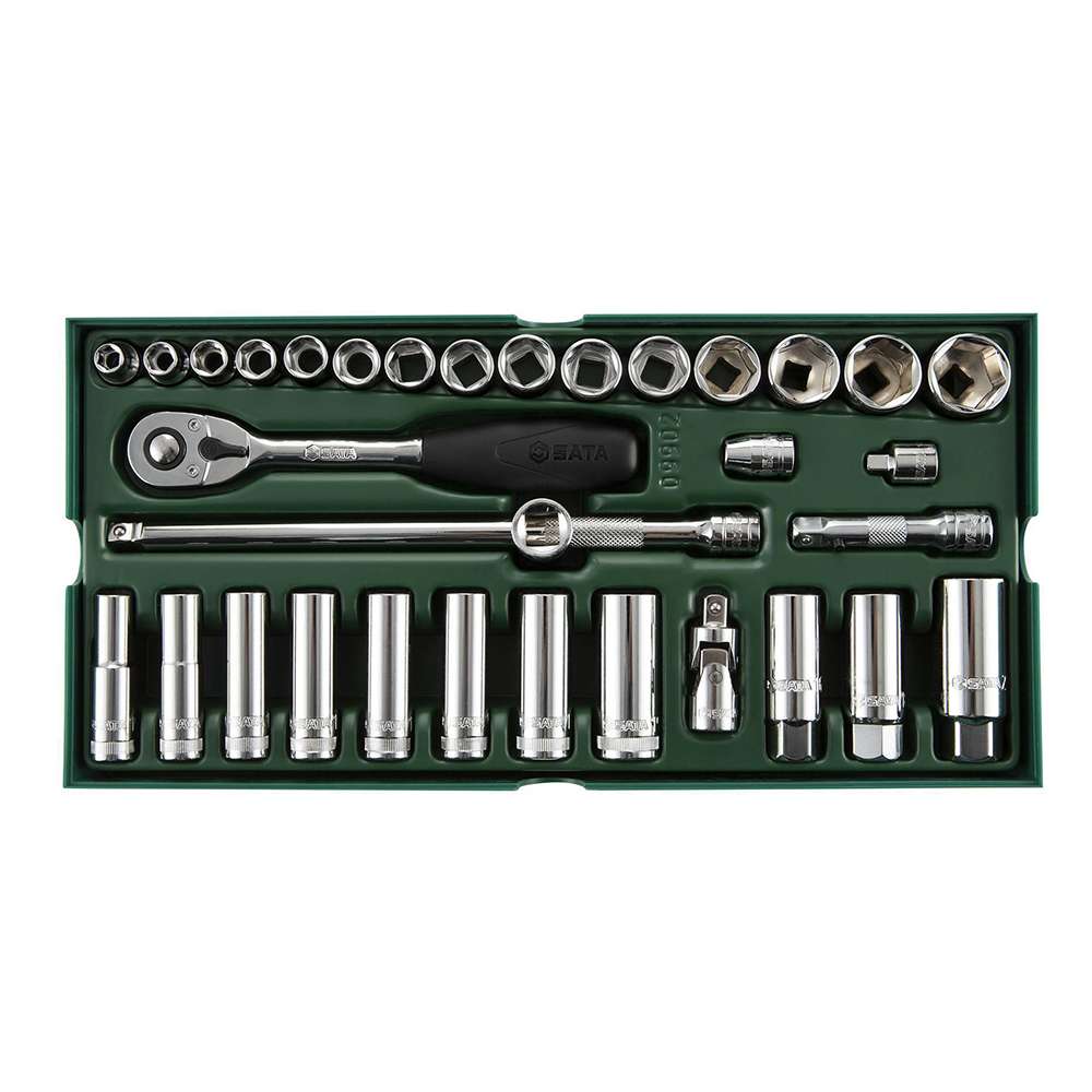 SATA Bundle 285 Tools Tray Set With 7 Drawer Green Roller Cabinet 2