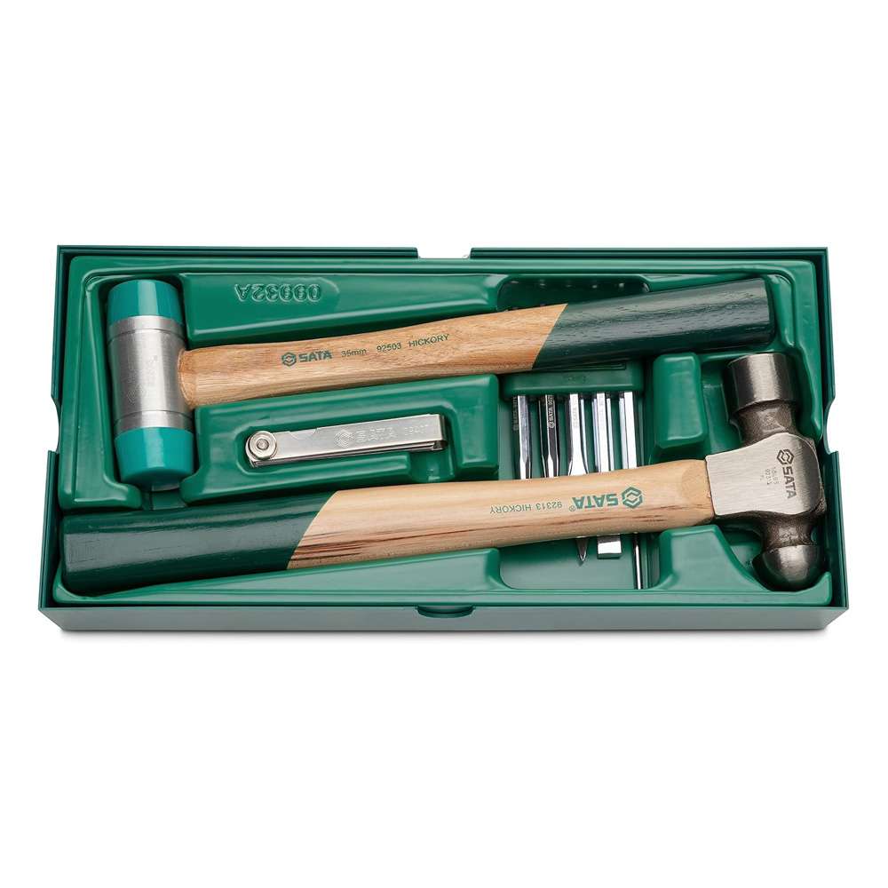 SATA Bundle 285 Tools Tray Set With 7 Drawer Green Roller Cabinet 4