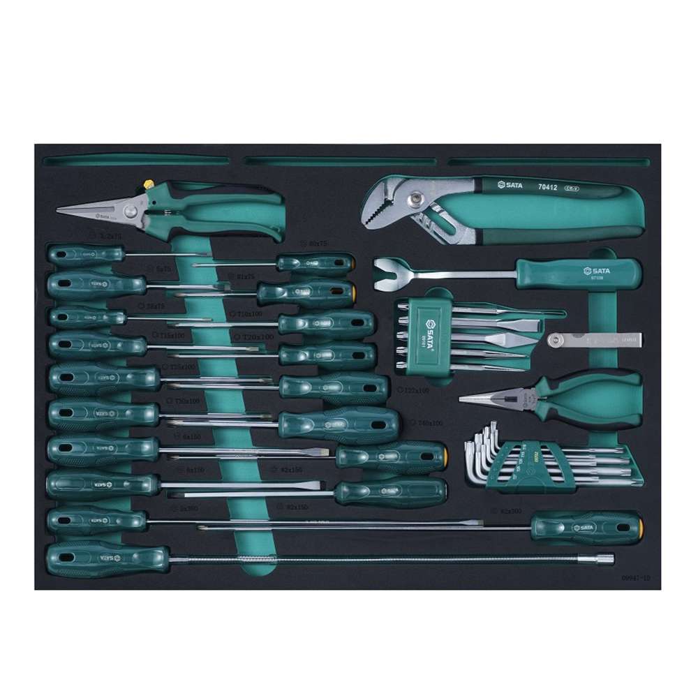 SATA Bundle 239 Automotive Master Tool Set With 7 Drawer Green Roller Cabinet 4