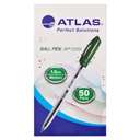 Atlas Ballpoint Pen, 1.0mm Medium Point, Green Ink, Smooth Writing - Box of 50 0
