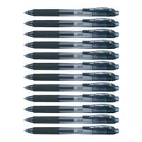 Pentel Energel-X Gel Pen 0.5mm, Needle Tip, Black Ink, Retractable, Smooth & Quick-Drying - Pack of 12